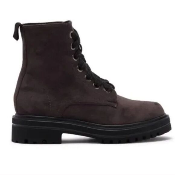NWT Catherine Malandrino Champy Faux Suede Lace-Up Combat Boots Size 8 - Picture 1 of 7